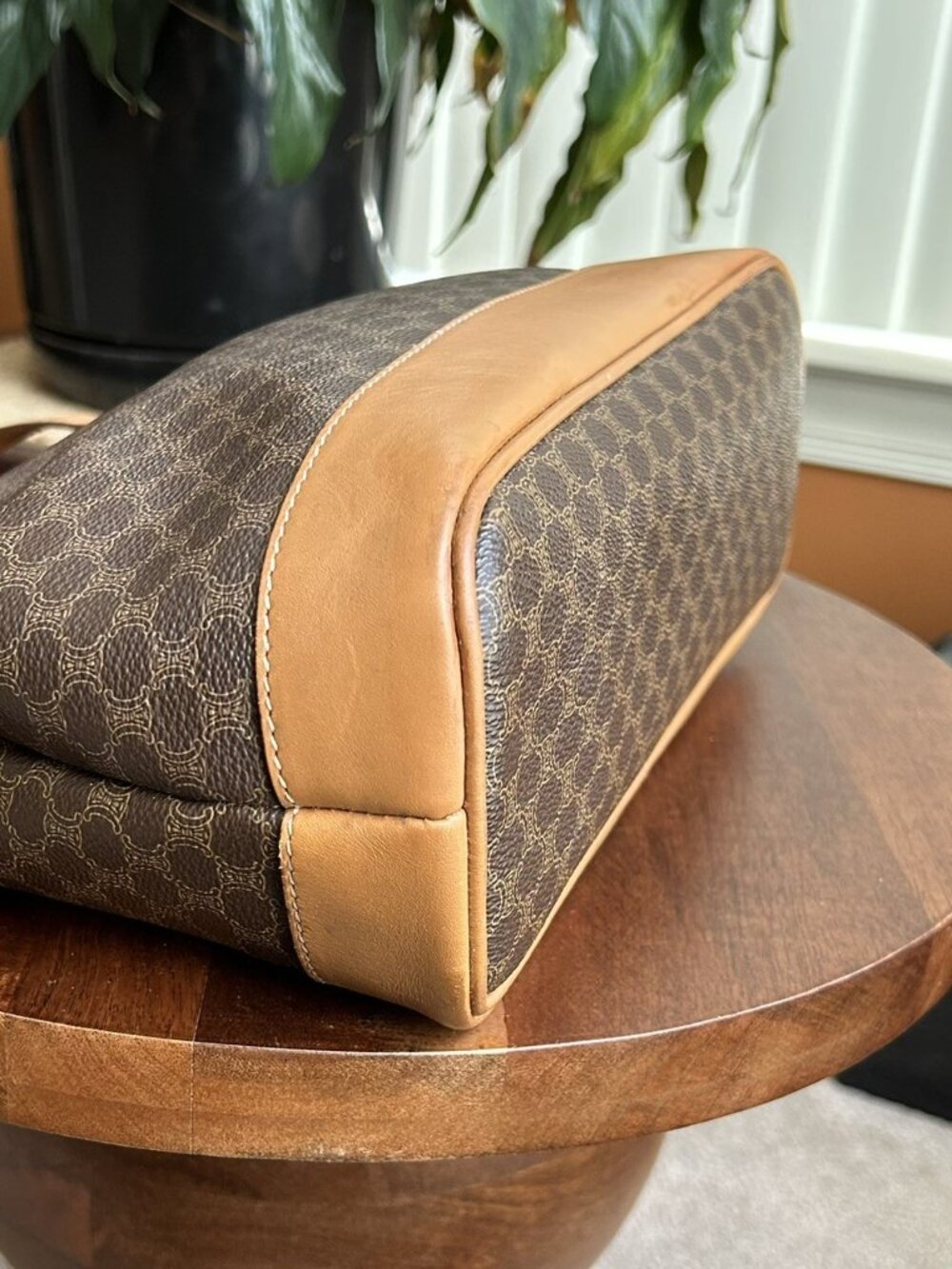 CELINE Macadam Canvas and Shoulder Bag, Brown, Carmel - Picture 14 of 16